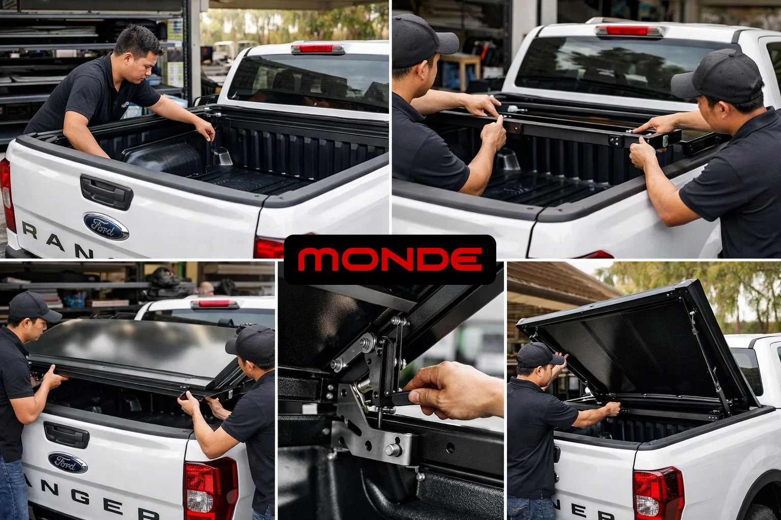 Quy tr&igrave;nh lắp đặt nắp th&ugrave;ng mở 90 độ Ford Ranger